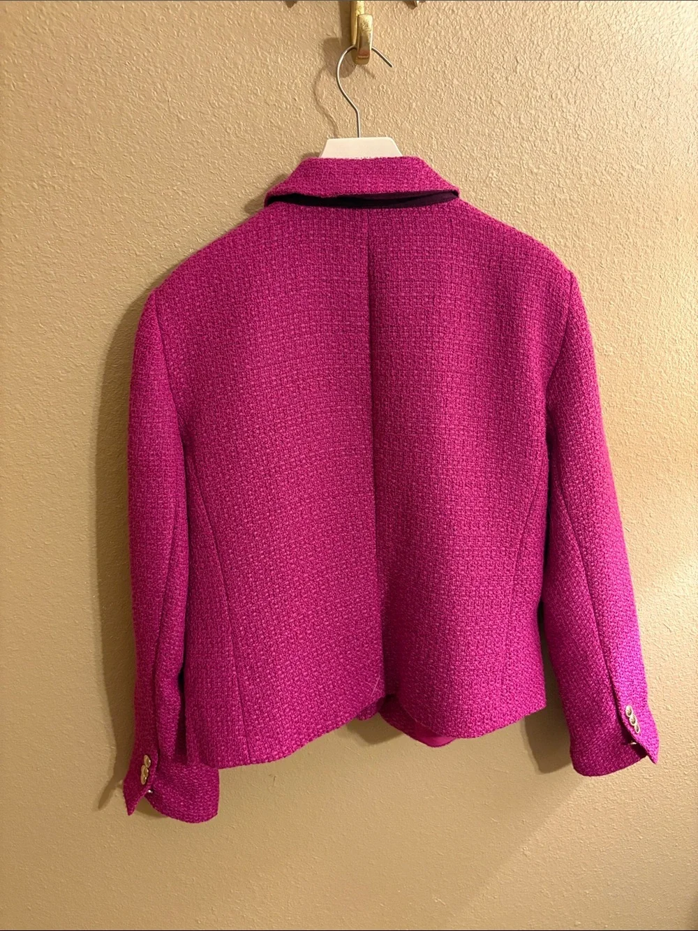Ann Taylor Fuchsia Textured Single-Button Blazer - Picture 5 of 5